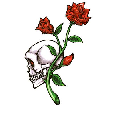 Gothic Skull rose Design Water Transfer Temporary Tattoo(fake Tattoo) Stickers NO.11254